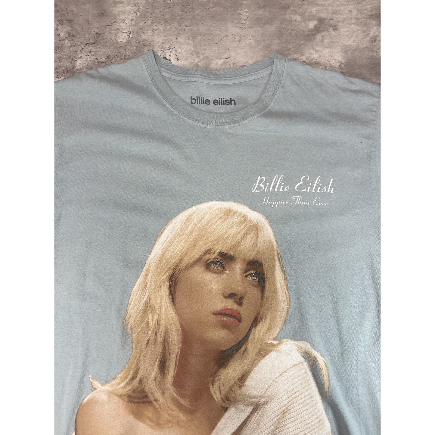 Billie Eilish Happier Than Ever Portrait Graphic Pop Music Tour T-Shirt Sz Large