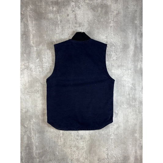 Vintage Carhartt Insulated Canvas Workwear Full Zip Vest Size Small Blue