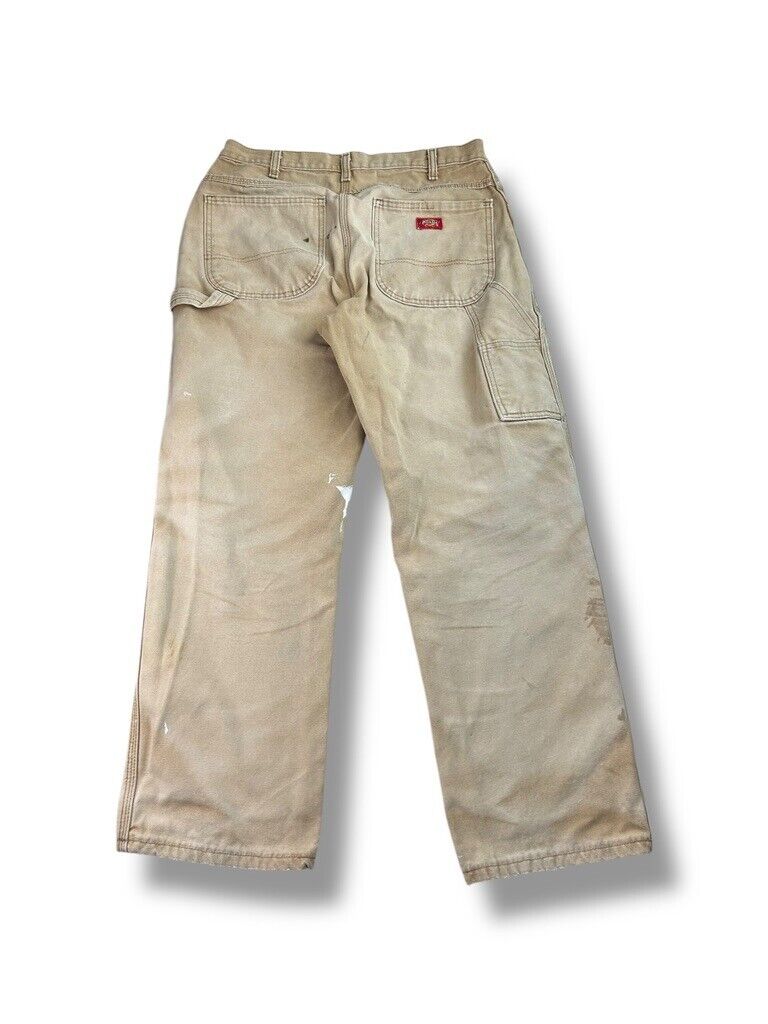 Vintage Dickies Canvas Work Wear Carpenter Pants Size 32W Beige