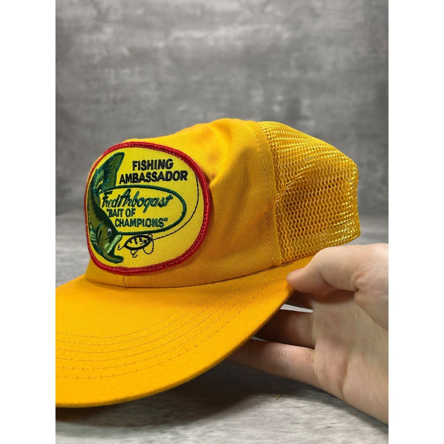 Vintage 80s/90s Fred Arbogast Fishing Ambassador Trucker Snapback Hat OSFA