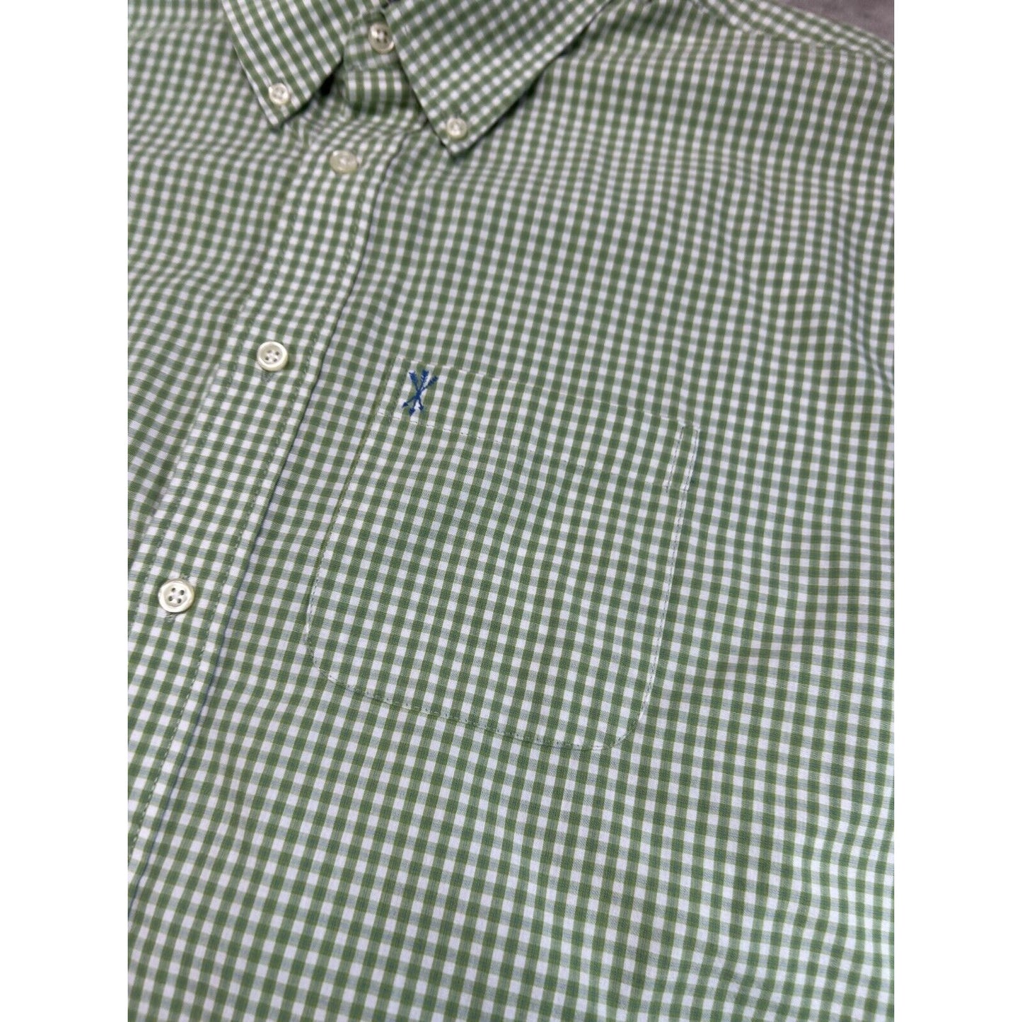 Vintage Arrow Plaid Short Sleeve Cropped Button Up Shirt Size XL