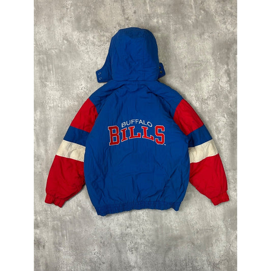 Vintage 90s Buffalo Bills NFL Insulated Embroidered Hooded Jacket Sz Large YOUTH
