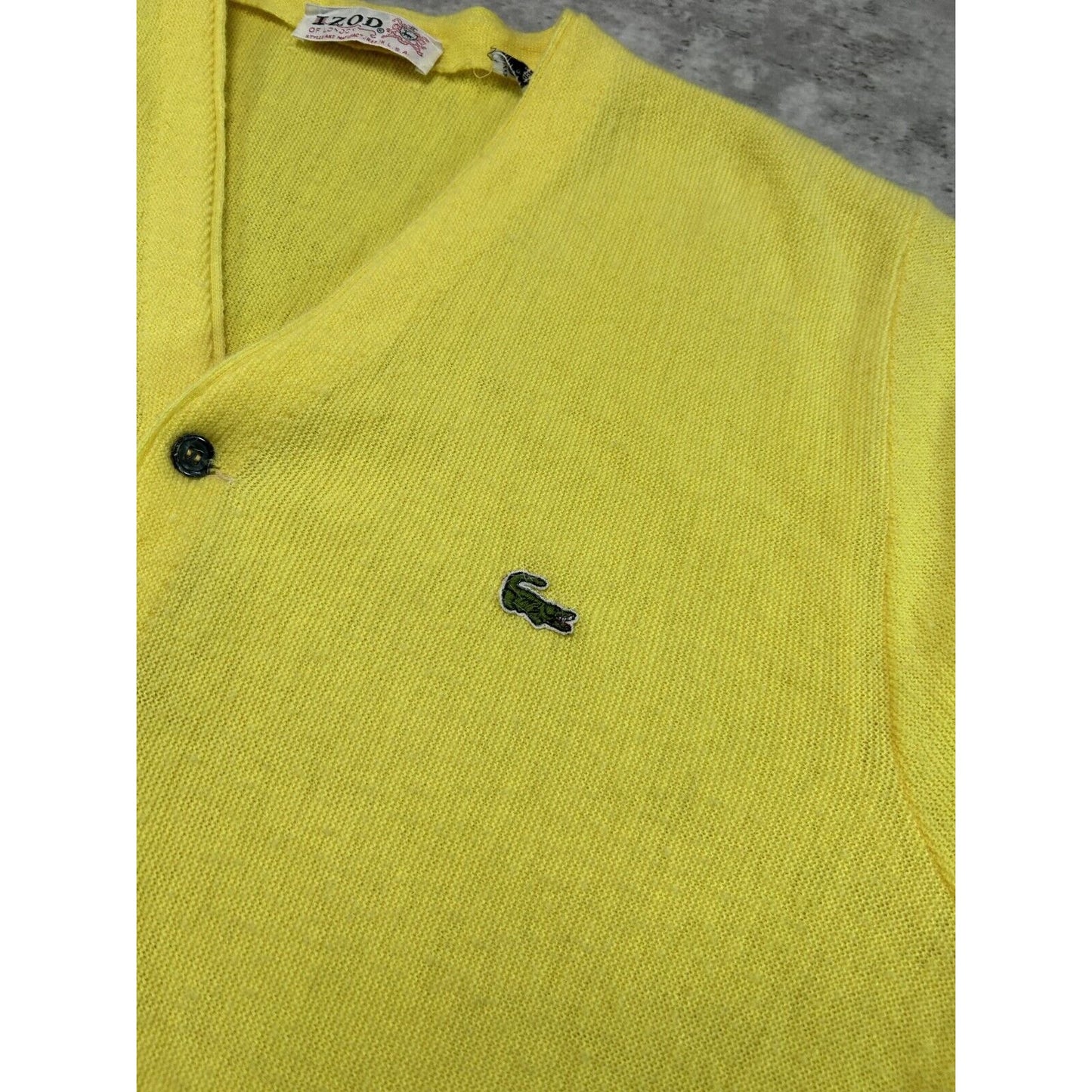 Vintage 1980 Izod Lacoste Embroidered Logo Cardigan Knit Sweater Size Large