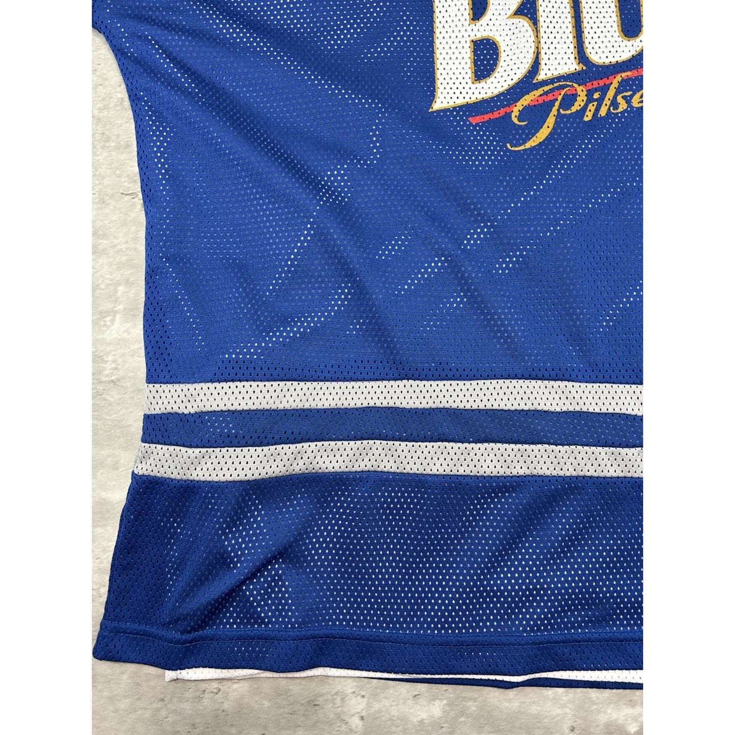 Vintage 90s Labatt Blue Pilsner Beer Promo Reversible Hockey Jersey Size Large