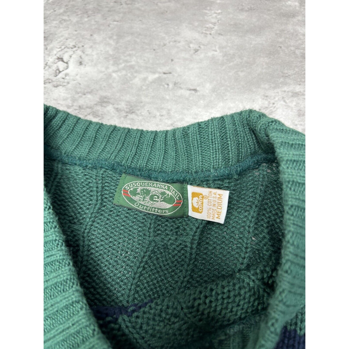 Vintage 90s Susquehanna Trail Outfitters Striped Ribbed Knit Sweater Size Medium