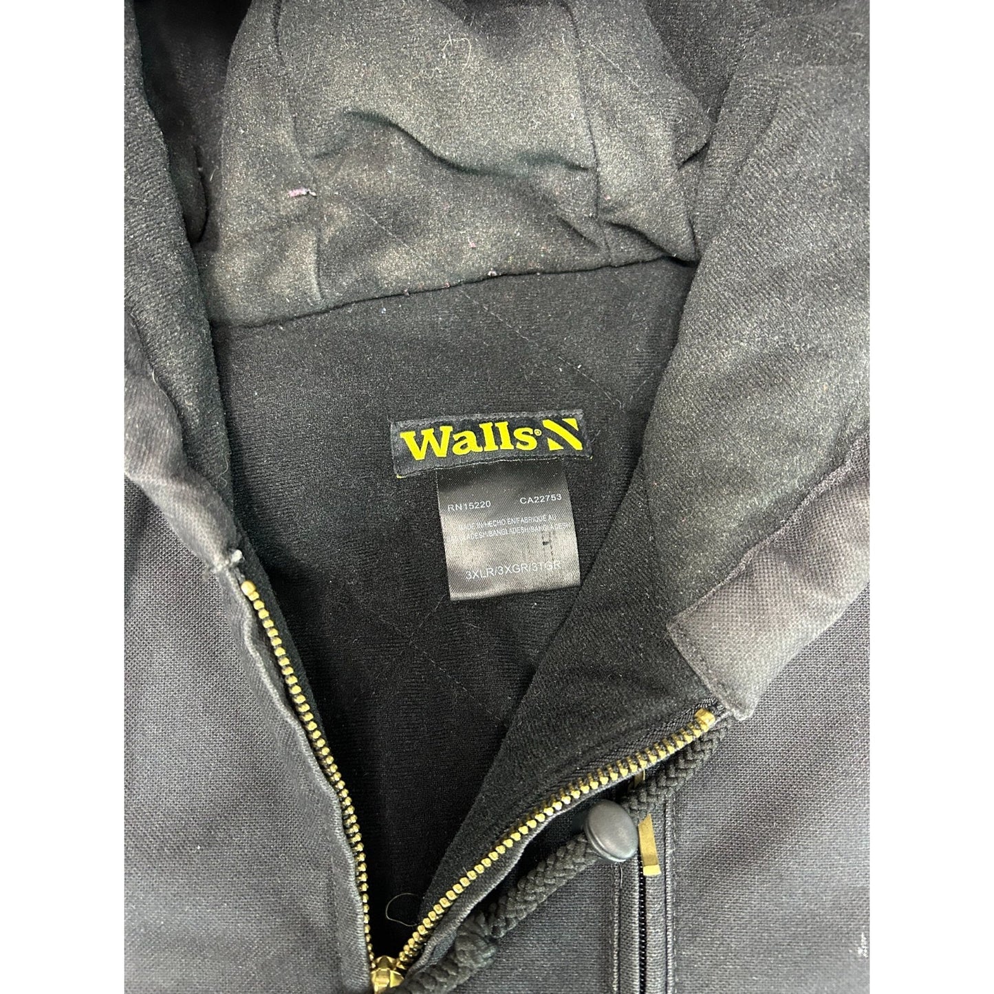 Vintage Walls Canvas Insulated Workwear Hooded Bomber Jacket Size XXXL Black