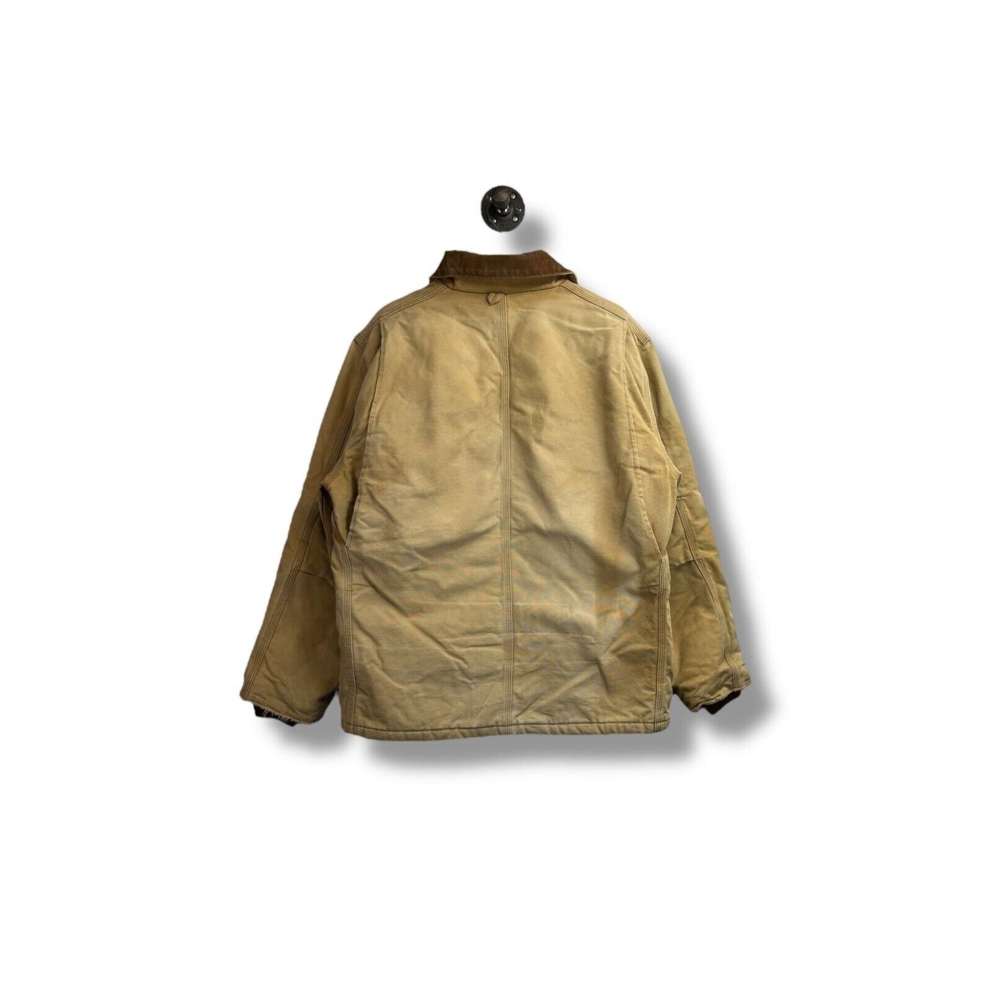 Vintage Carhartt Quilted Lined Canvas Workwear Arctic Jacket Size XL Beige
