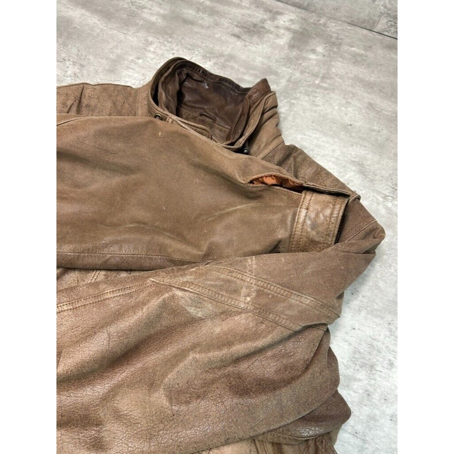 Vintage Adventure Bound Thinsulate Multi Pocket Leather Bomber Jacket Size Large Brown