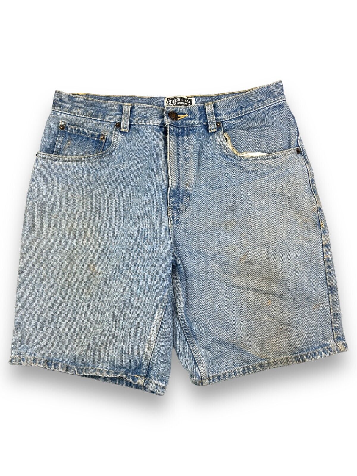 Vintage Route 66 Light Wash Casual Style Denim Jorts Shorts Size 33W