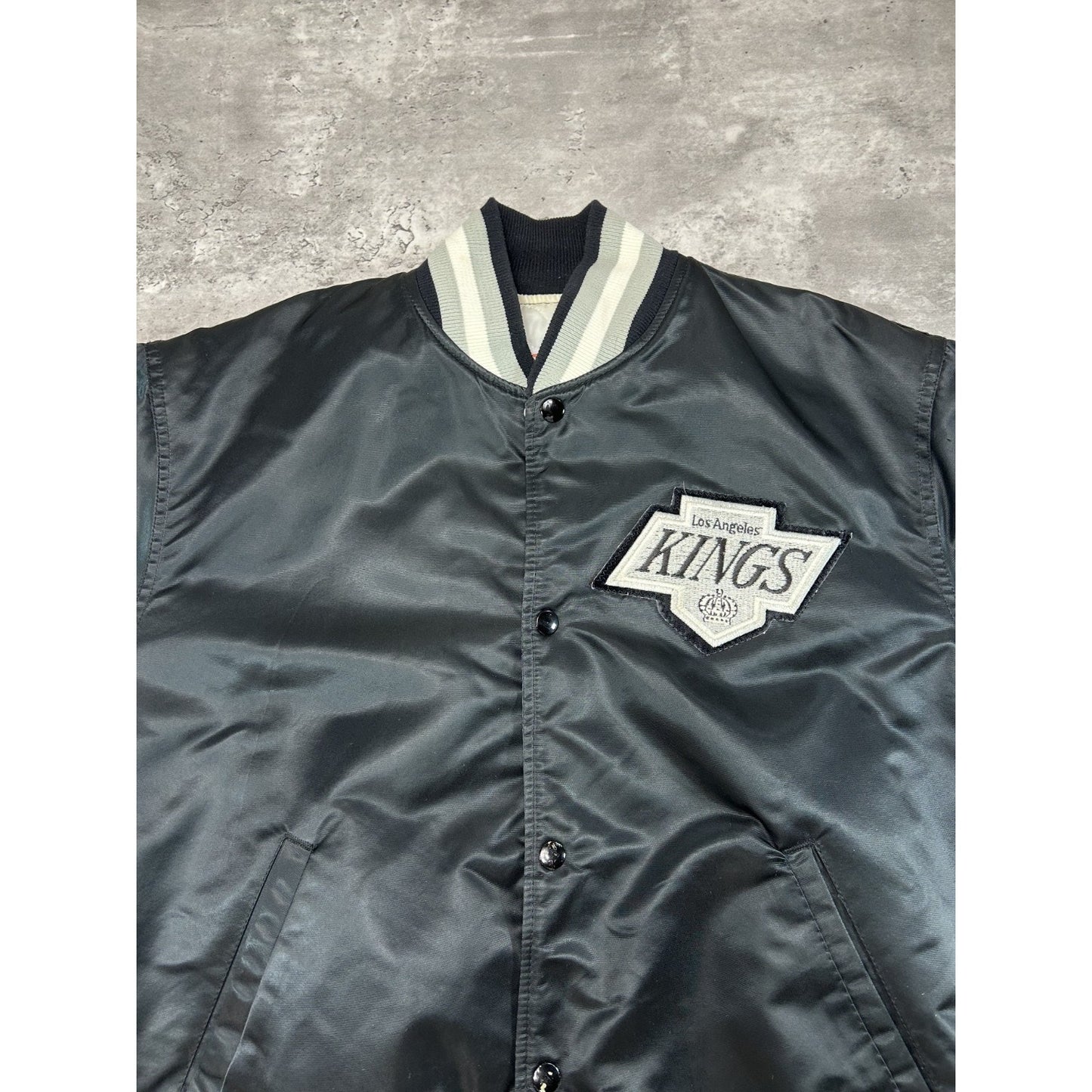 Vintage 80s Los Angeles Kings NHL Starter Satin Bomber Jacket Size Large
