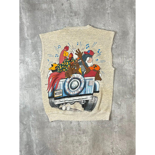 Vintage 90s Looney Tunes Tv Show Promo Graphic Sleeveless Sweatshirt Size Medium
