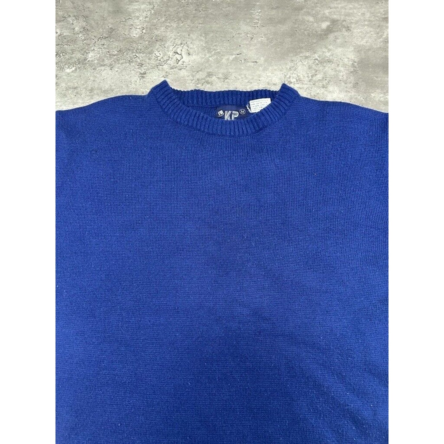 Vintage 90s KP Striped Crewneck Pullover Knit Sweater Size Medium Blue