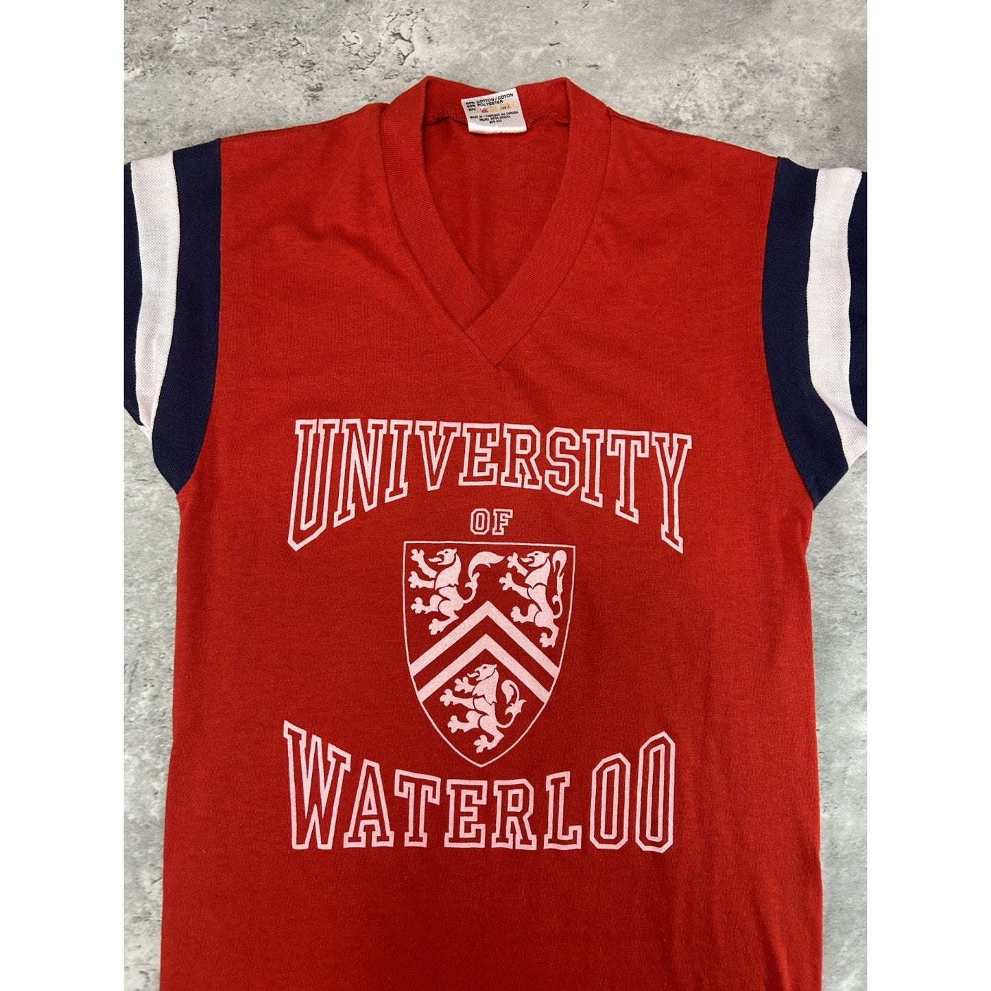 Vintage 70s/80s University Of Waterloo Collegiate Crest Football Jersey Sz Small