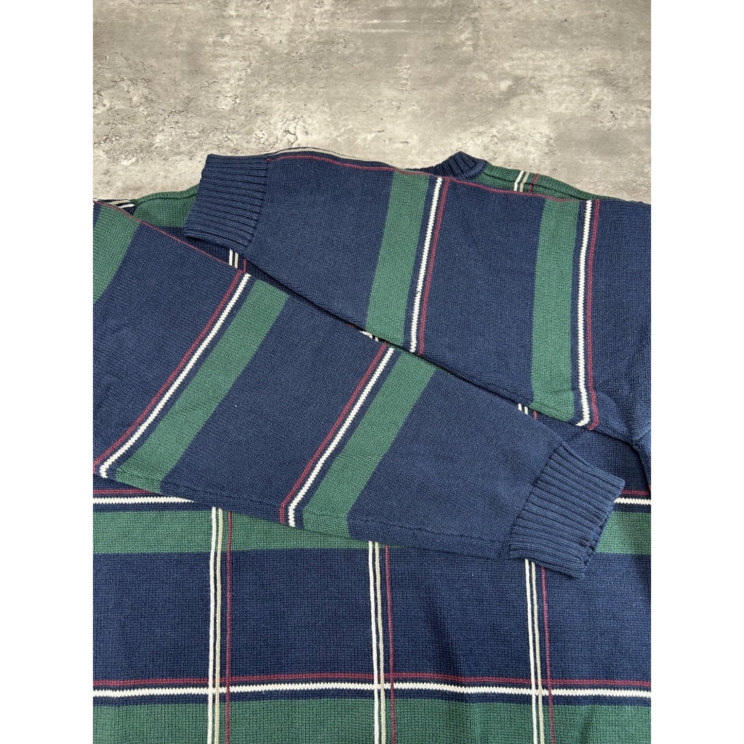 Vintage 90s Dockers Plaid Print Pullover Ribbed Knit Sweater Size XL