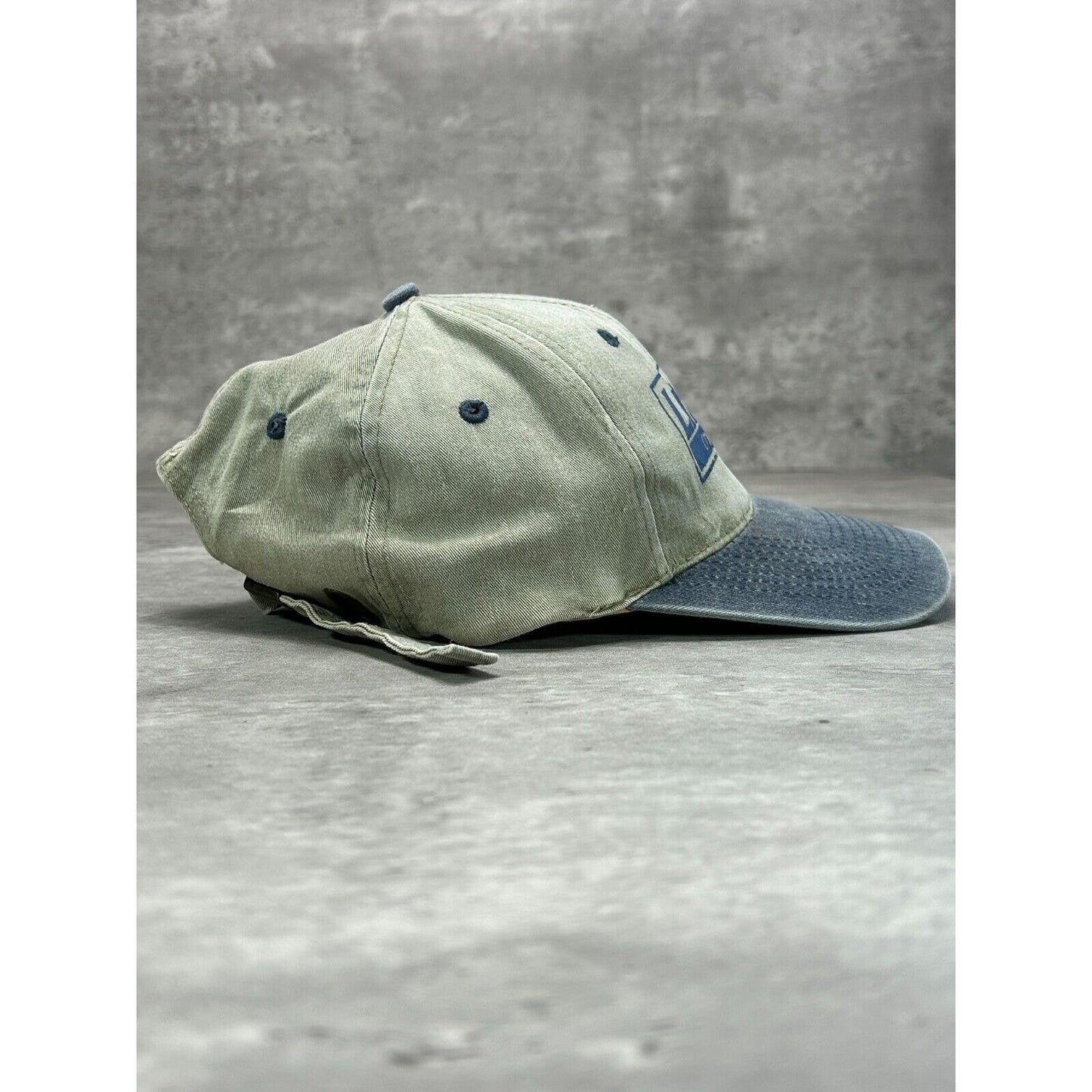Vintage Lincoln Chevrolet Graphic Spellout Logo Two Tone Strapback Hat OSFA