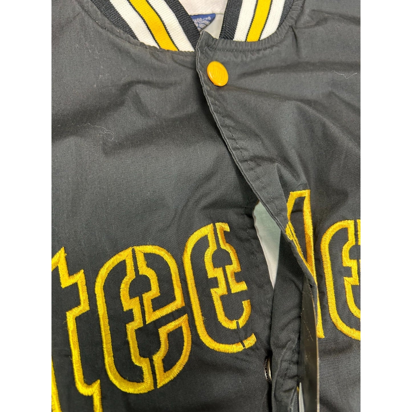 Vintage 90s Pittsburgh Steelers NFL Embroidered Nylon Bomber Jacket Size XL