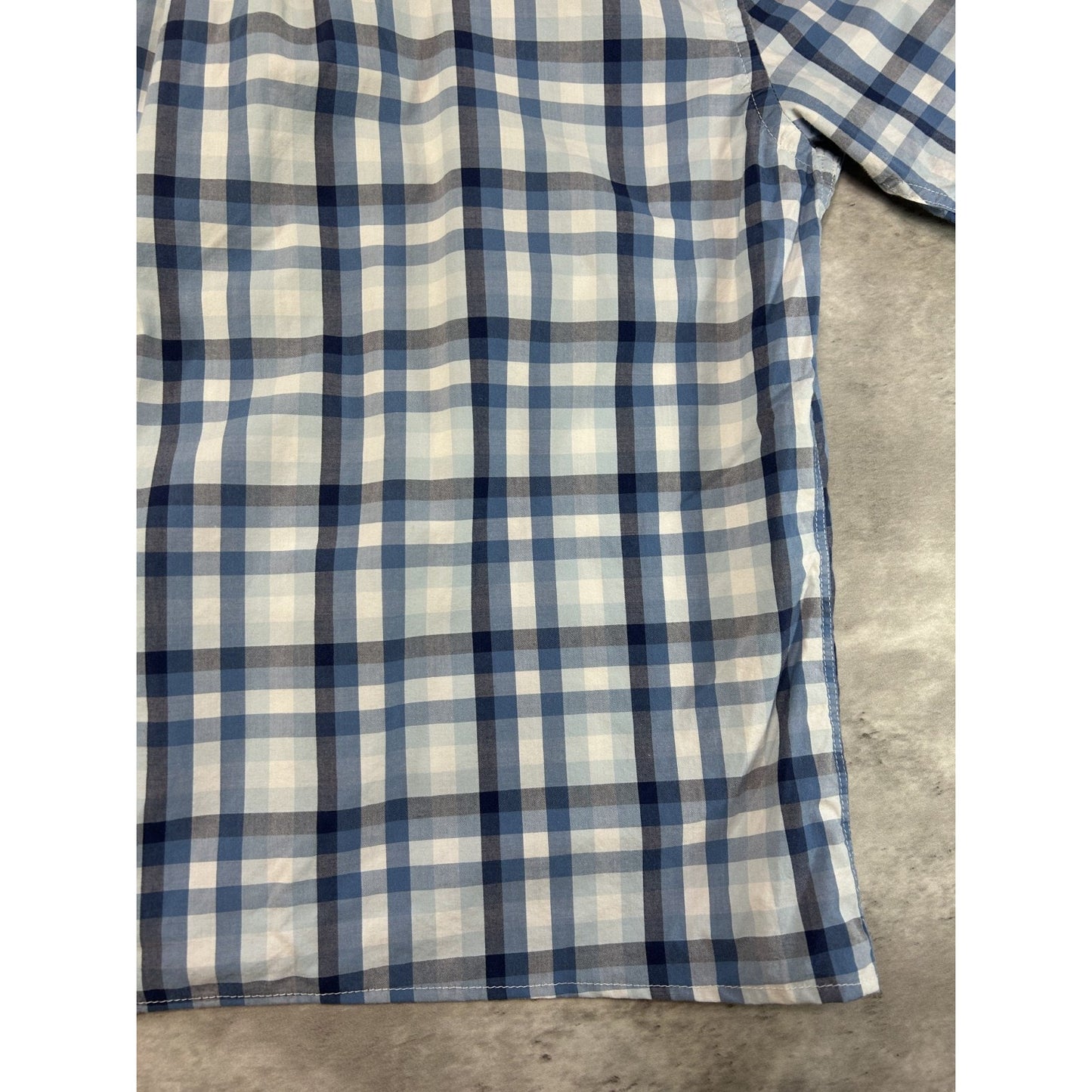 Dockers Plaid Print Short Sleeve Cropped Reworked Button Up Shirt Size Medium
