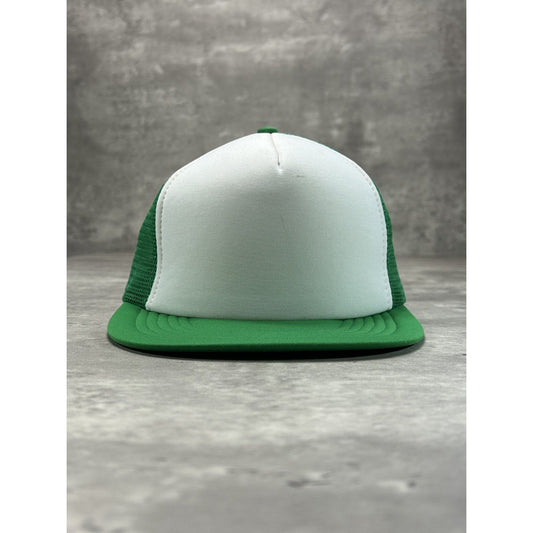 Vintage 80s/90s Classic Blank Two Tone Trucker Snapback Hat OSFA White/Green