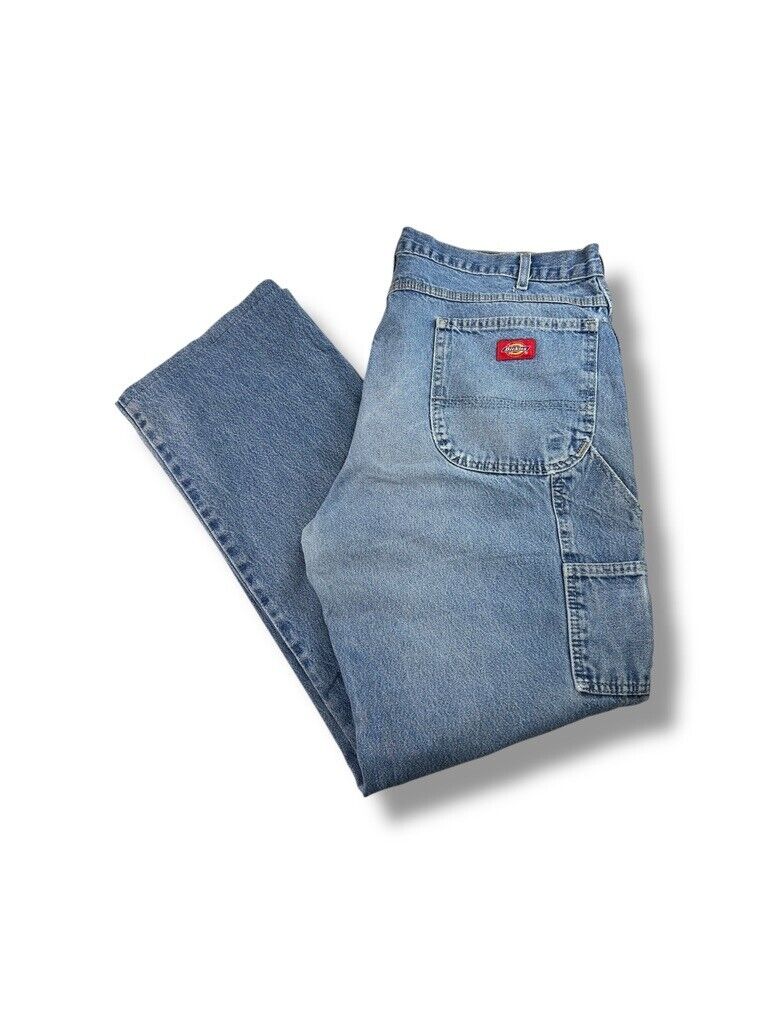 Vintage Dickies Light Wash Denim Work Wear Carpenter Pants 38W Size Blue