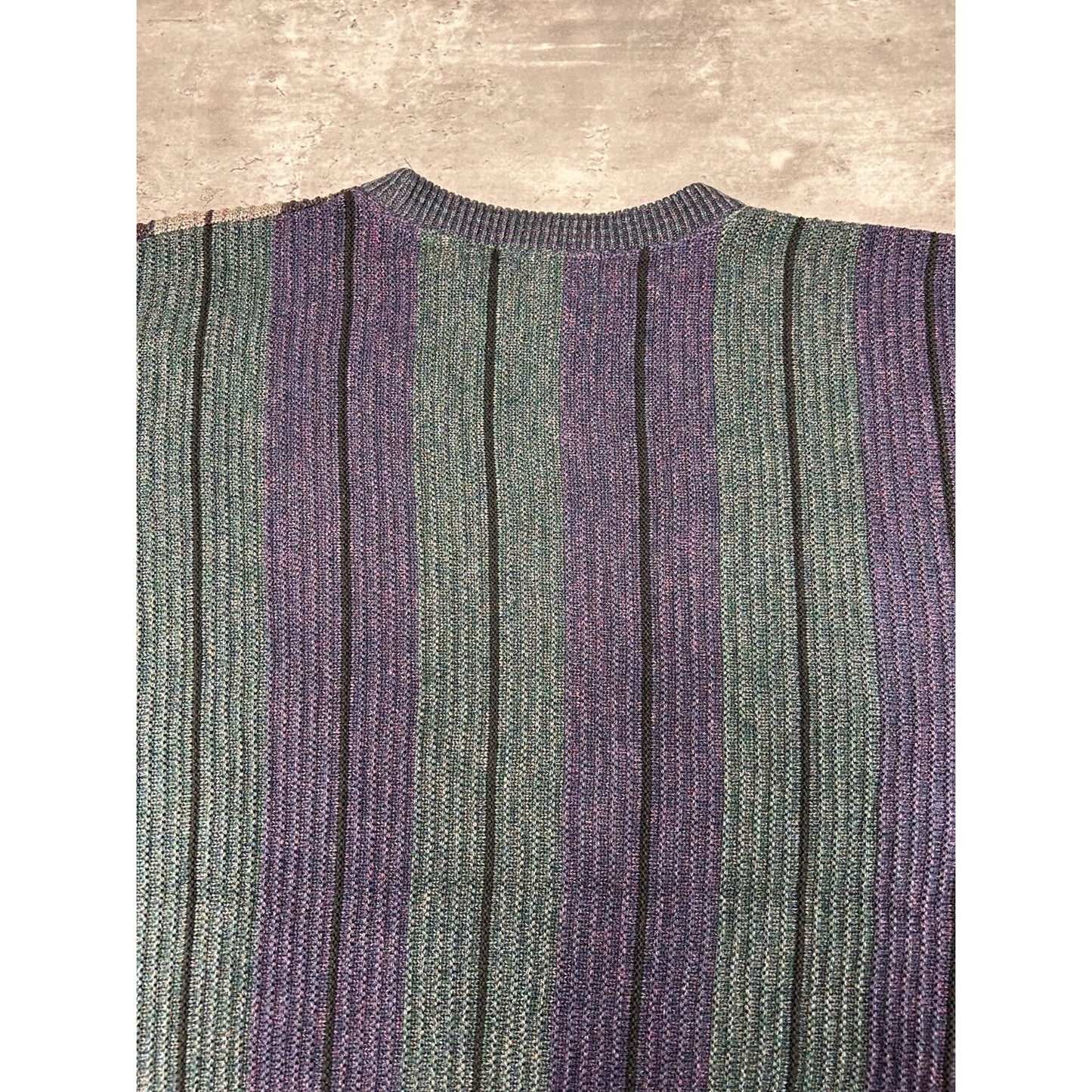 Vintage 80s/90s Abstract Striped Pullover Ribbed Knit Sweater Size 2XL