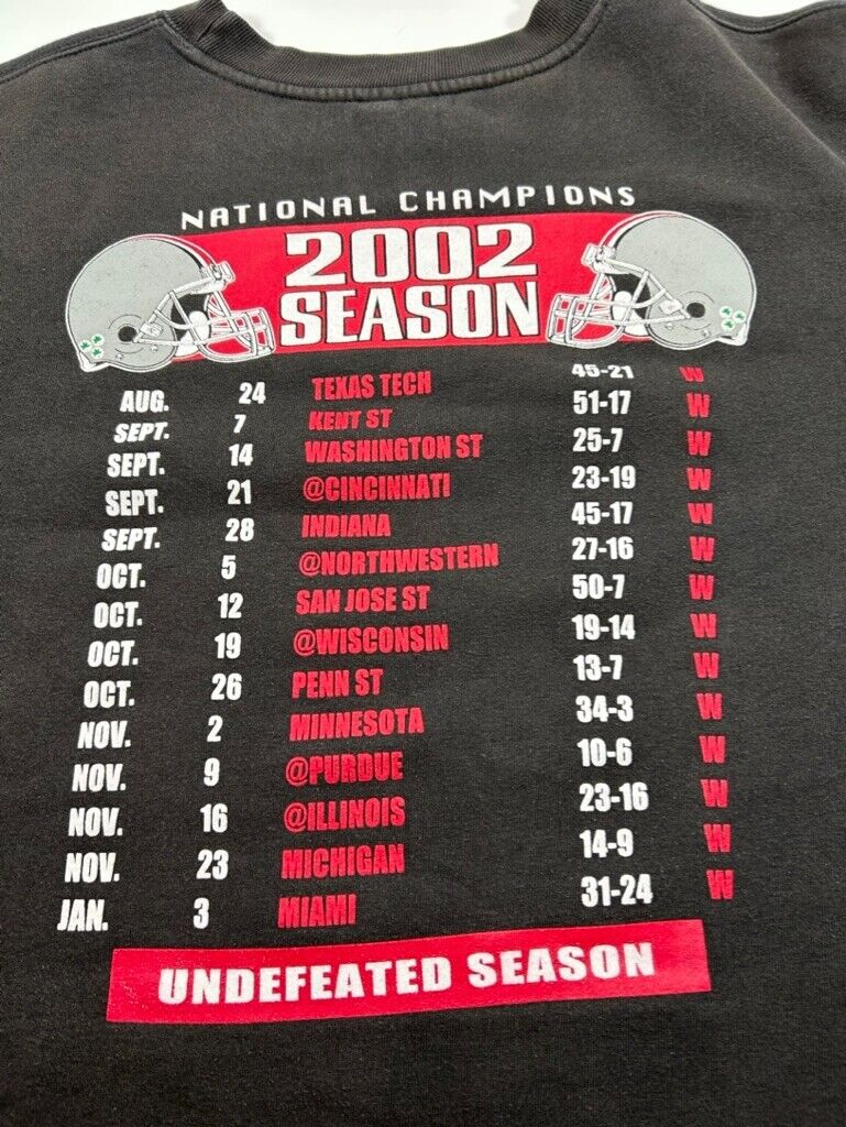 Vtg 2002 Ohio State Buckeyes NCAA Undefeated National Champs Sweatshirt Sz 2XL