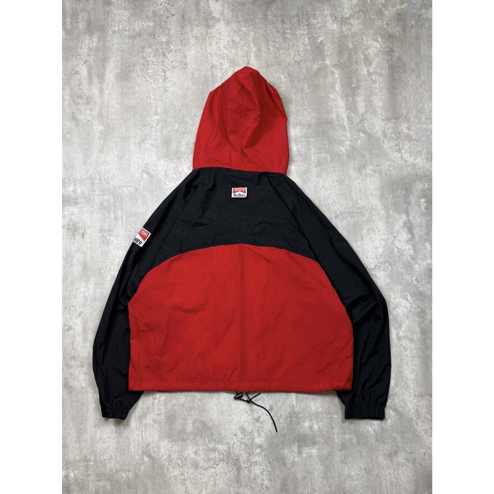 Vintage 90s Marlboro Adventure Team Two Tone Hooded Windbreaker Jacket Sz Large