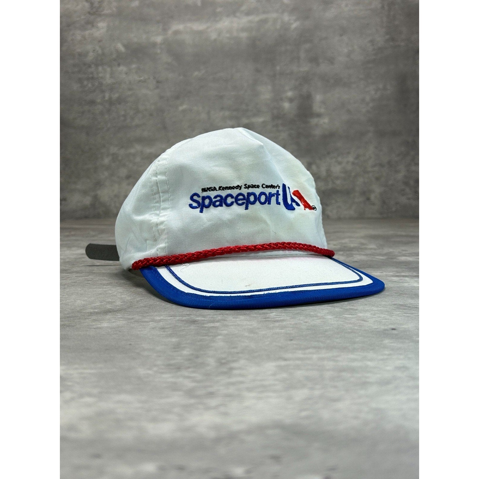 Vintage 90s NASA Kennedy Space Center Space Port Embroidered Strapback Hat OSFA