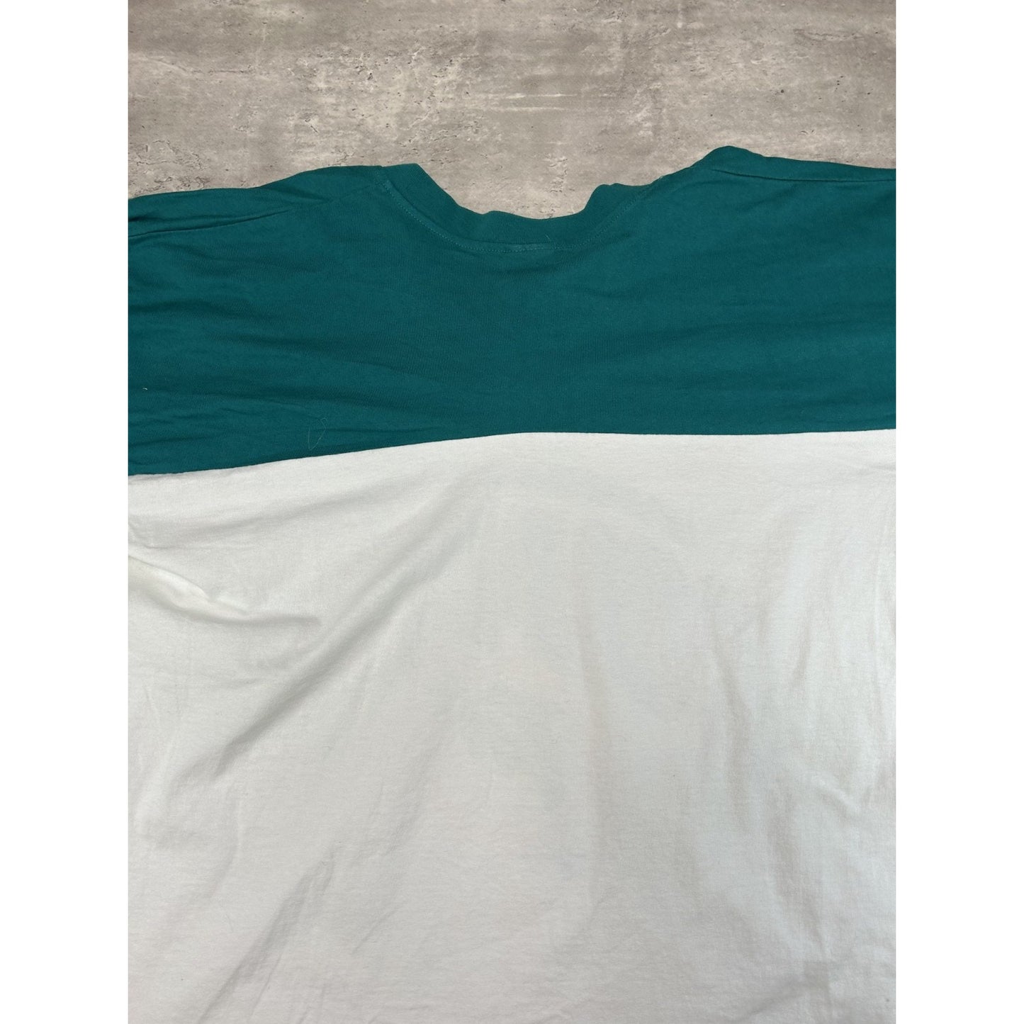 Vintage 1996 Miami Dolphins NFL Jersey Style Spellout 3/4 Sleeve T-Shirt Size XL