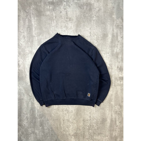 Vintage Carhartt Embroidered Patch Workwear Sweatshirt Size Large Blue
