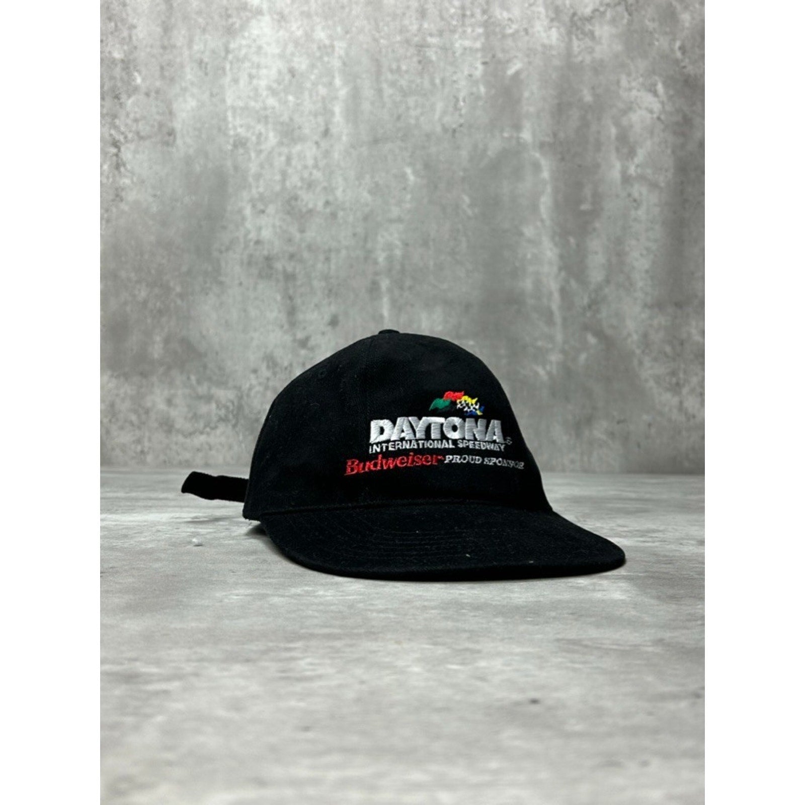 Vintage 90s Daytona Speedway Budweiser Nascar Racing Strapback Hat OSFA