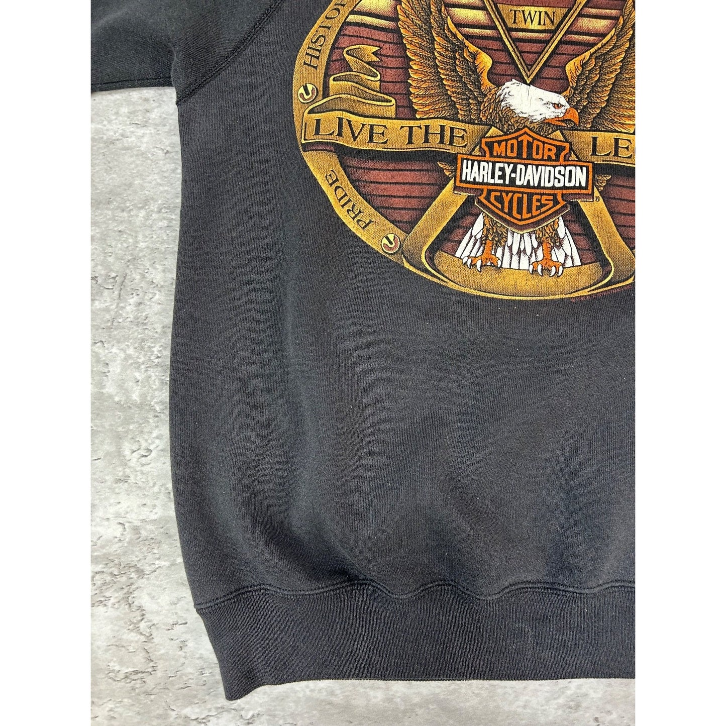 Vintage 1992 Harley Davidson Bald Eagle Classic Logo Graphic Sweatshirt Medium