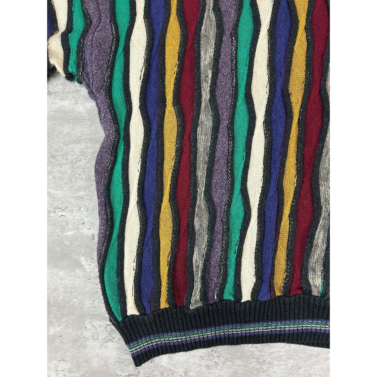 Vintage 90s Alfani 3D Striped Print Pullover Knit Sweater Size XL