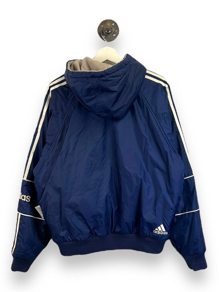 Vintage 90s Adidas Embroidered Logo Nylon Fleece Reversible Jacket Size Medium