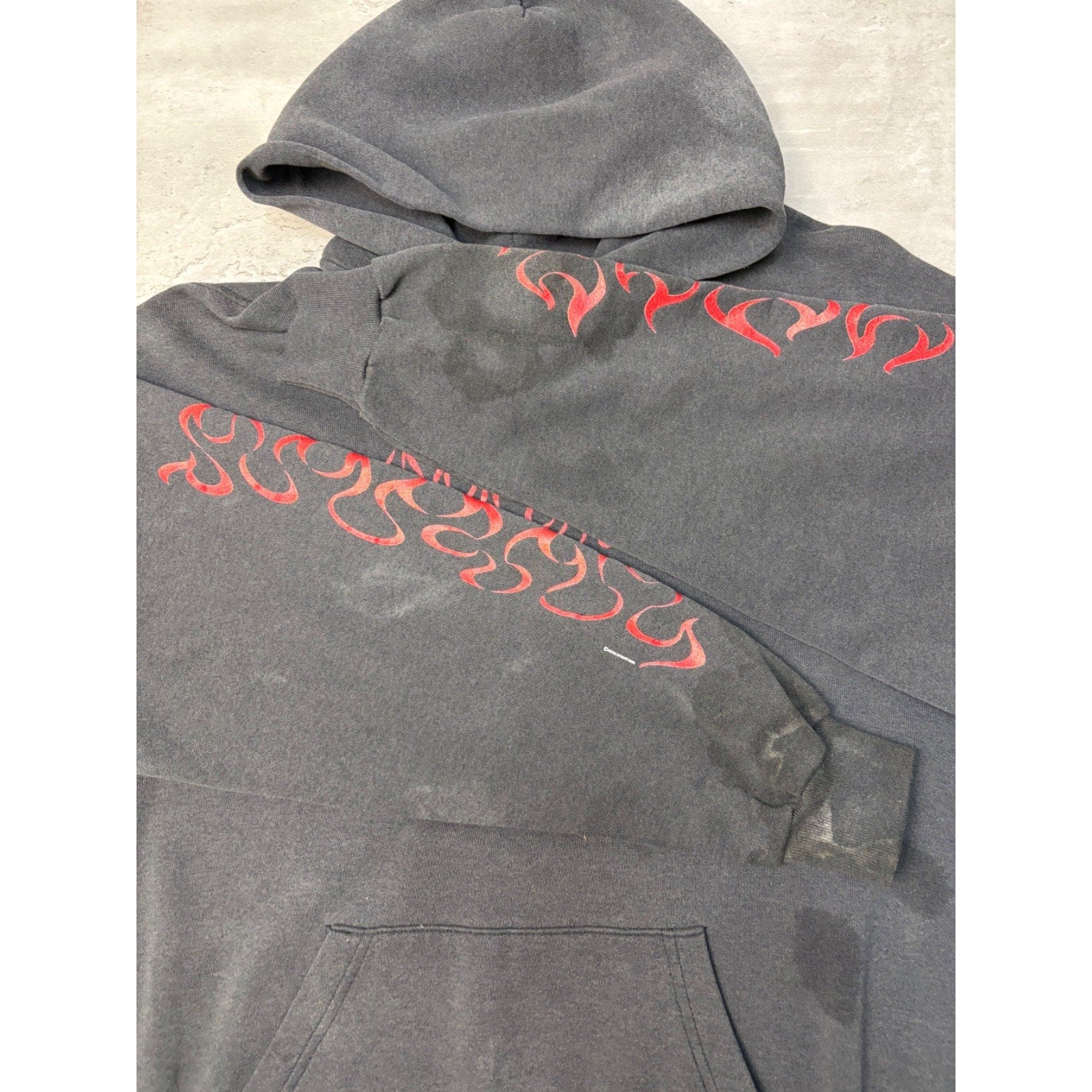 Vintage 2001 Freedom Cycle Inc Flame Graphic Hooded Sweatshirt Size XL