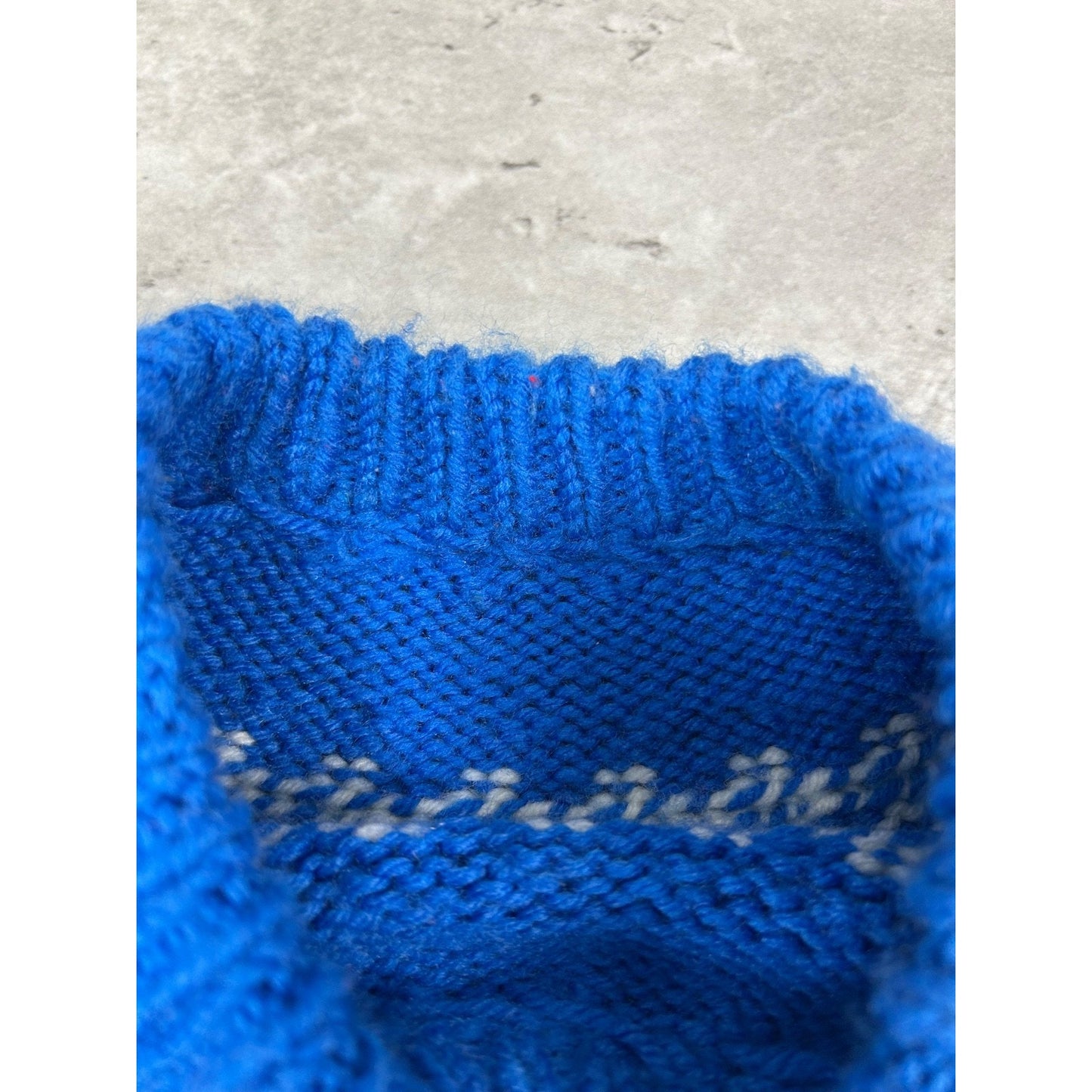 Vintage 90s Aztec Pattern Mock Neck Knit Sweater Size Medium Blue