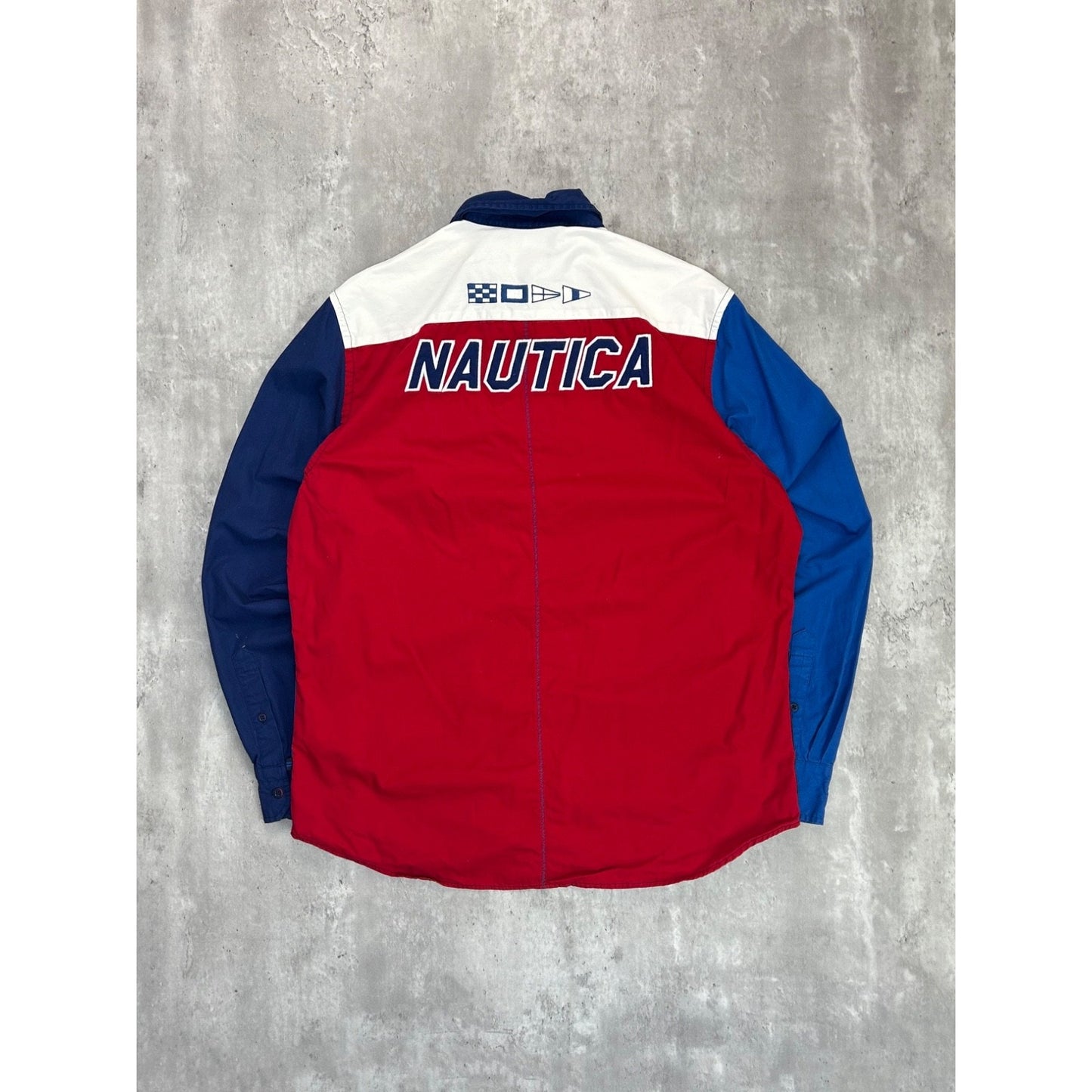 Nautica N83 Hydro Race Embroidered Long Sleeve Button Up Shirt Size Large