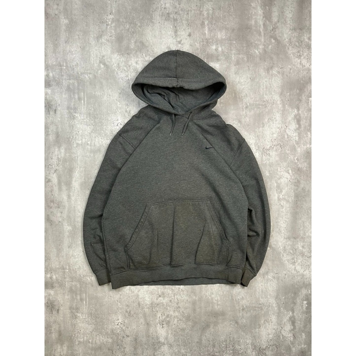 Vintage 2000s Nike Embroidered Mini Swoosh Hooded Sweatshirt Size XL Gray