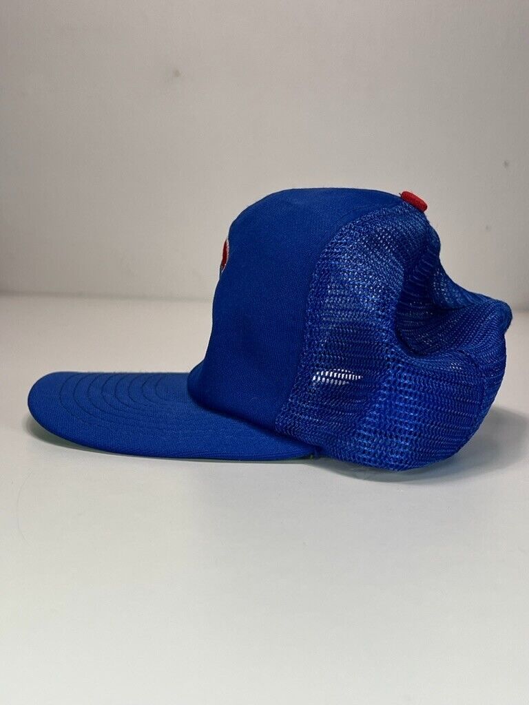 Vintage 80s Chicago Cubs MLB Baseball Embroidered Logo Trucker Snapback Hat OSFA