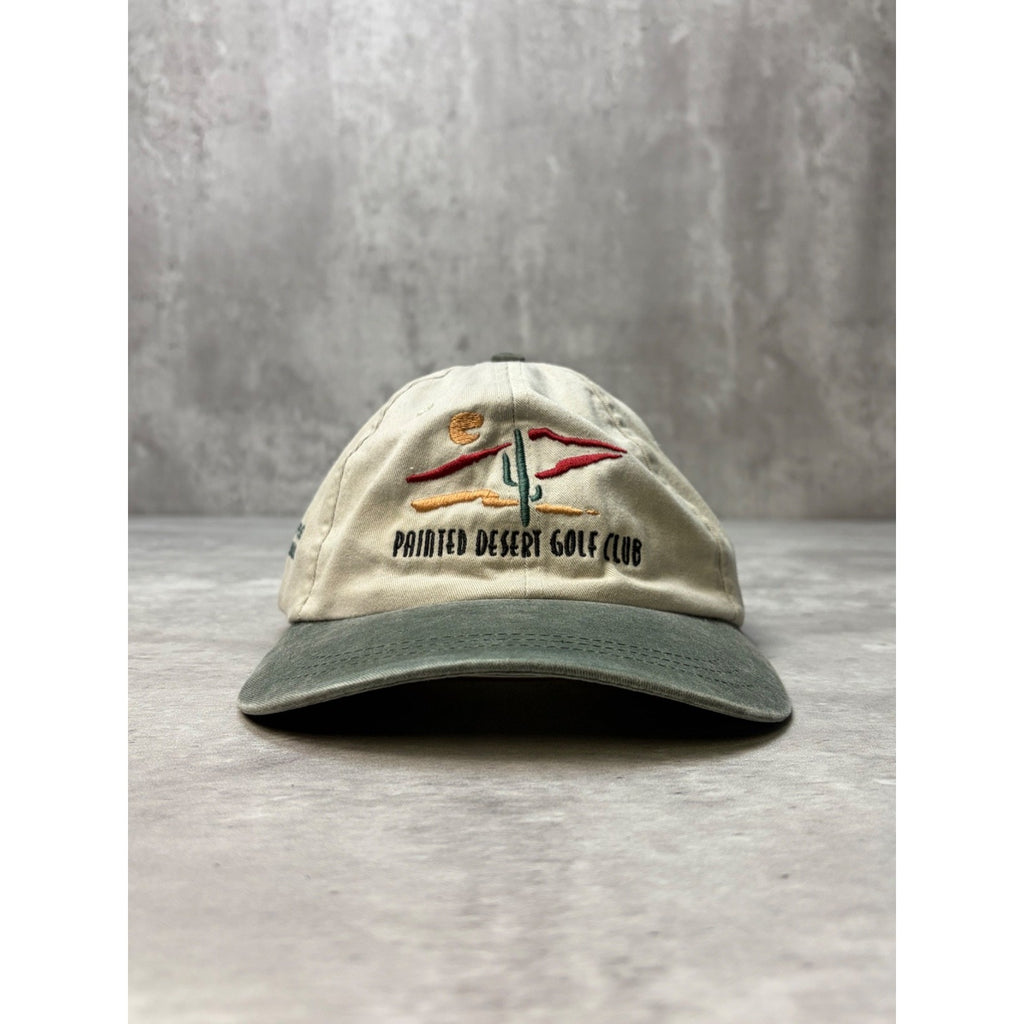 Vintage Painted Desert Golf Club Embroidered Spellout Logo Strapback Hat OSFA