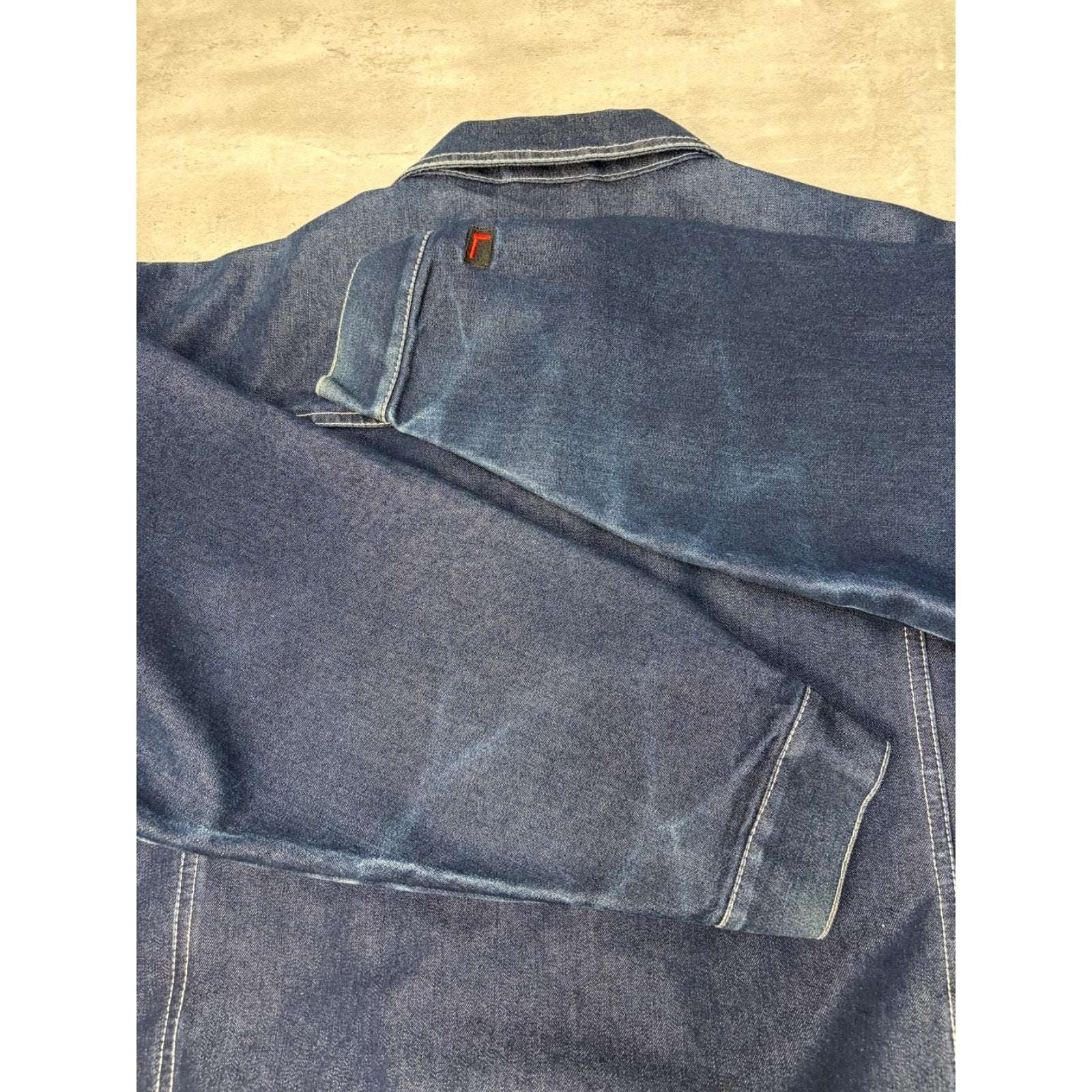 Vintage Y2K Fubu Dark Wash Denim Contrast Stitch Trucker Jacket Size Large