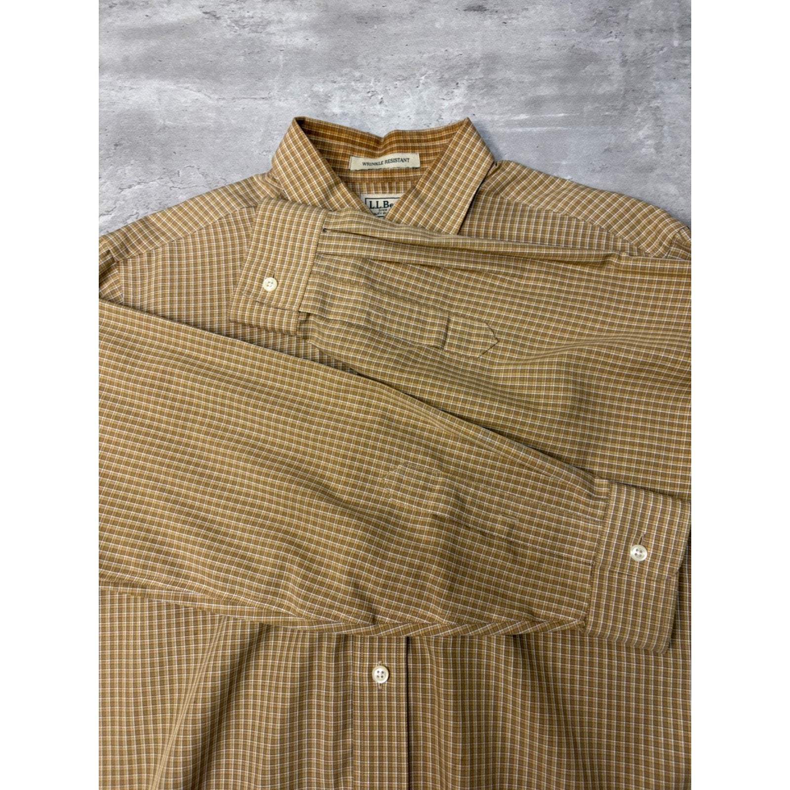 Vintage L.L. Bean Plaid Long Sleeve Cropped Button Up Shirt Size Medium
