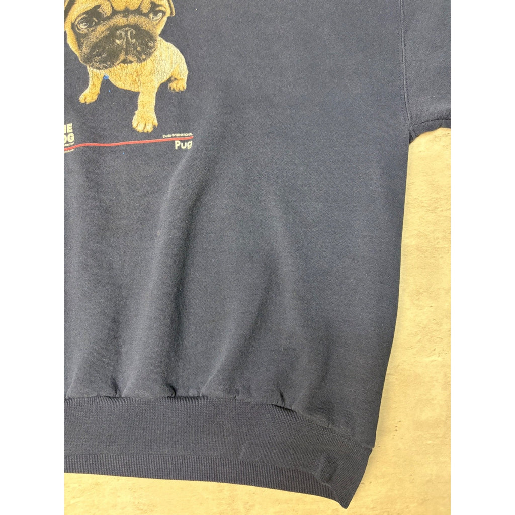 Vintage What's Up Dawg Pug Dog Graphic Animal Sweatshirt Size
