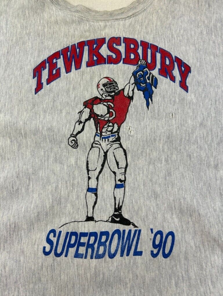 Vintage 1990 Tewksbury Football Superbowl Graphic Sweatshirt Size XL