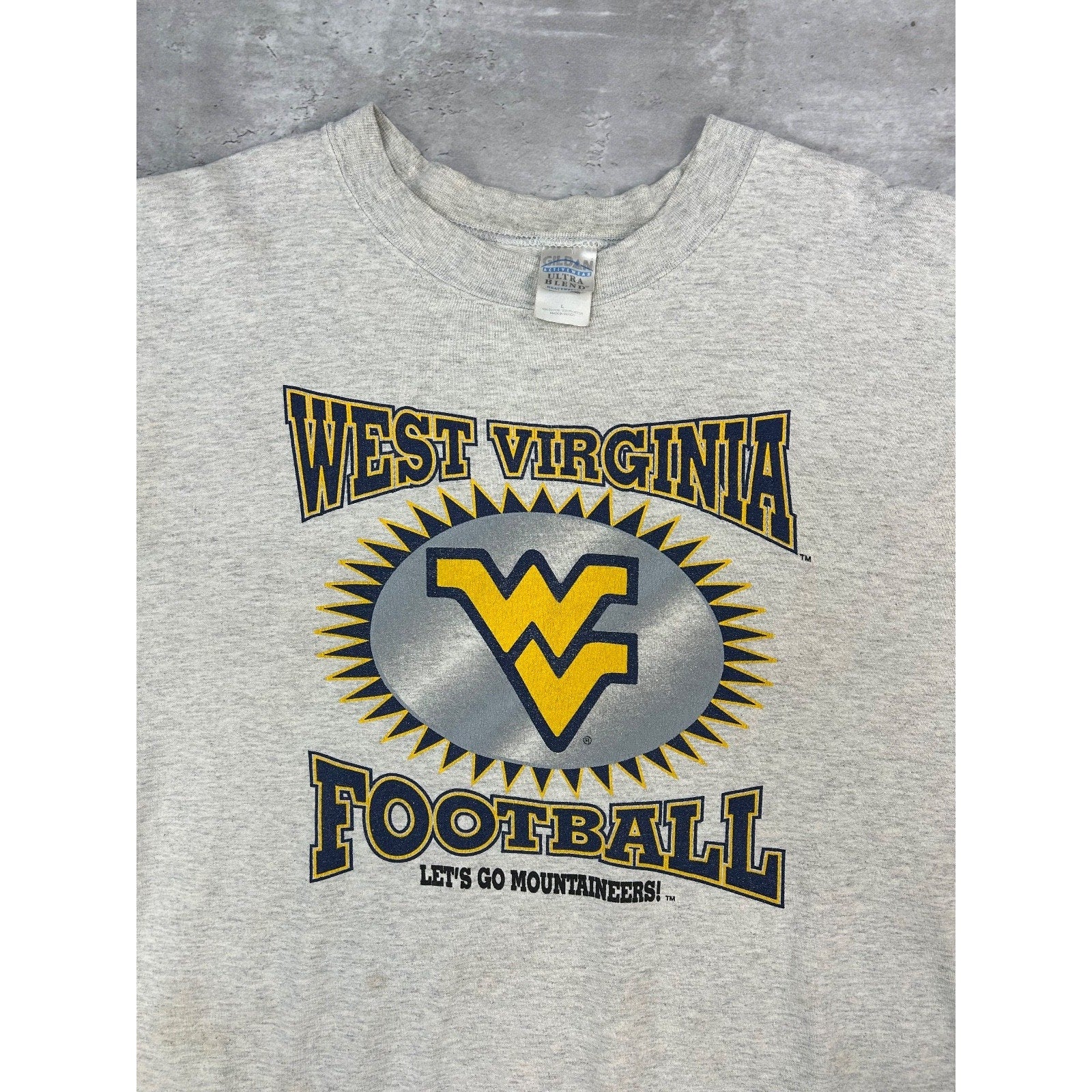Vintage 90s West Virginia Mountaineers NCAA Football Graphic Sweatshirt Sz Large