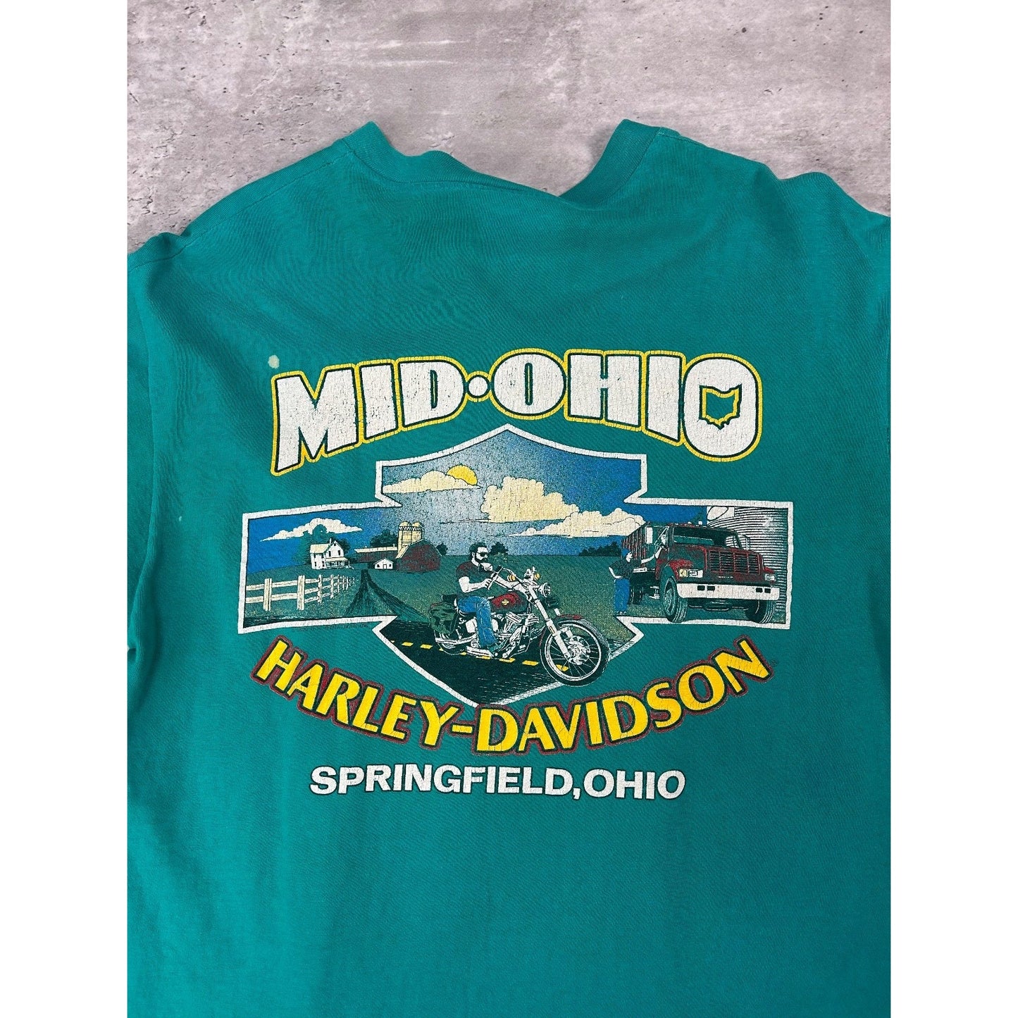 Vintage 90s Harley Davidson Floral Classic Logo Graphic 1/4 Button T-Shirt Sz L