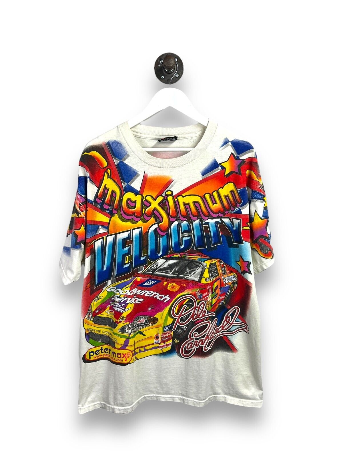 Vtg 2000 Dale Earnhardt #3 Maximum Velocity Nascar Racing AOP T-Shirt Sz Large