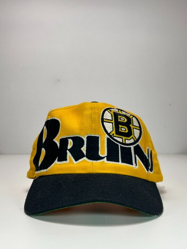 Vintage 90s Boston Bruins NHL Big Spell Out Snapback Hat OSFA