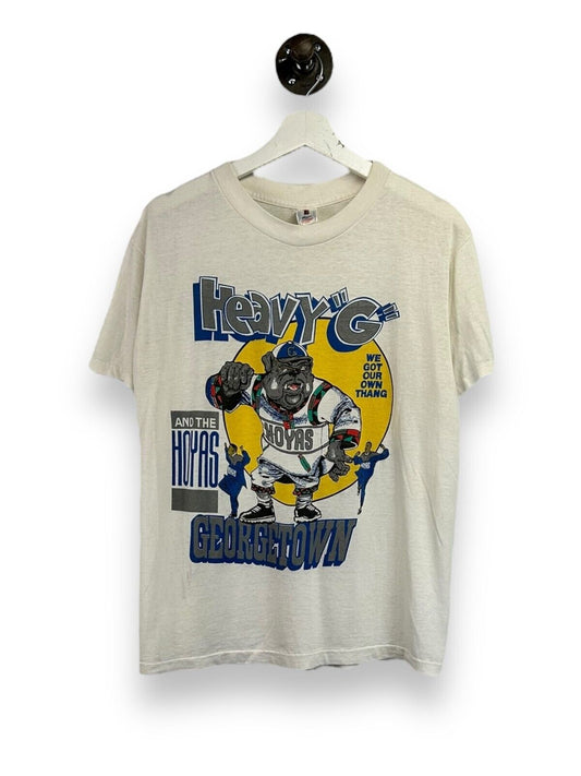 Vintage 80s Georgetown Heavy G And The Hoyas NCAA Graphic T-Shirt Size Large