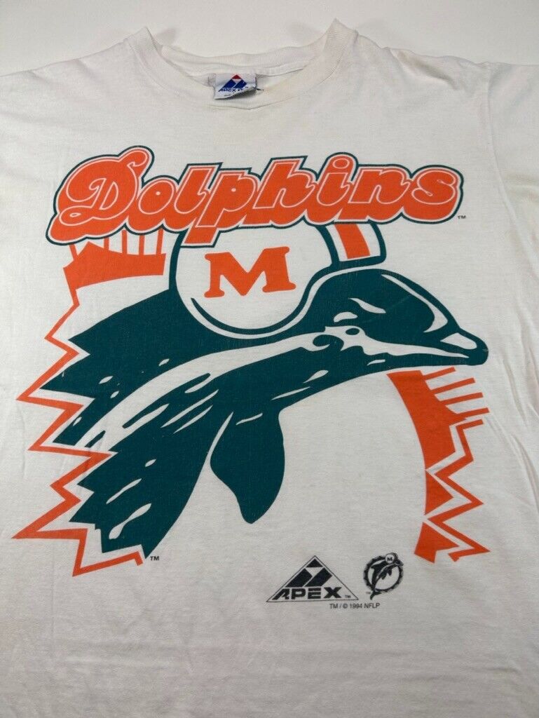 Vintage 1994 Miami Dolphins NFL Apex One Graphic Football T-Shirt Size Large 90s