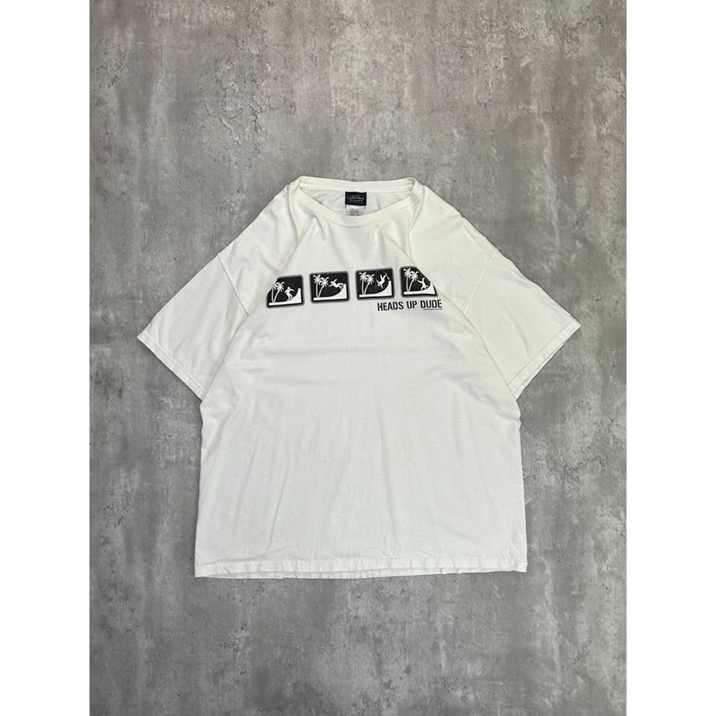 Vintage Heads Up Dude Stick Figure Skateboarding Graphic T-Shirt Size XL